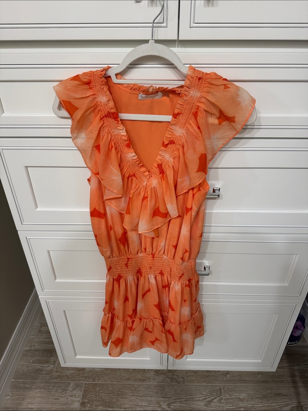 Orange Ruffle V-Neck Mini Dress